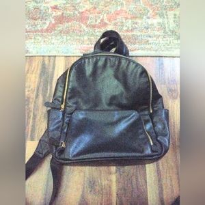 Vegan Leather Black Backpack